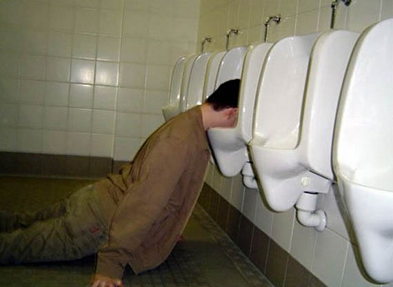 drunk guy in urinal